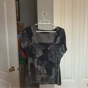 Reitmans Black and Gray Patterned Blouse